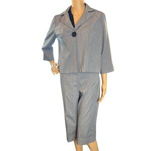 Studio 1940 2-Piece Capri Pants Suit Womens Sz 8/Small Gray Retro Office Classic